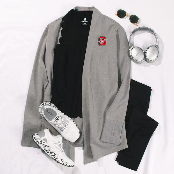 nc state heathered gray cardigan outfit of the day