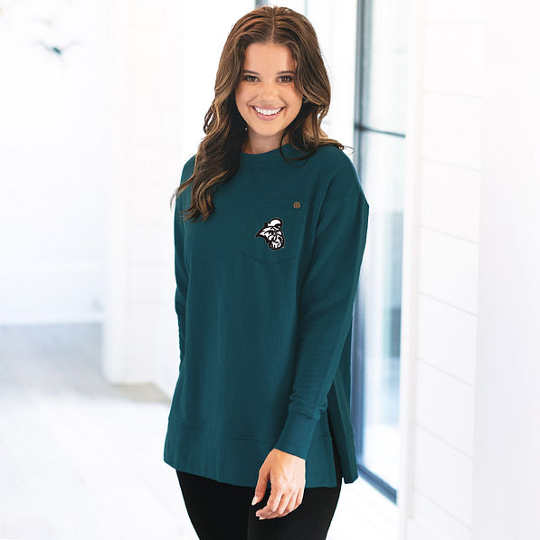 deep teal coastal carolina chanticleers blue crewneck sweatshirt