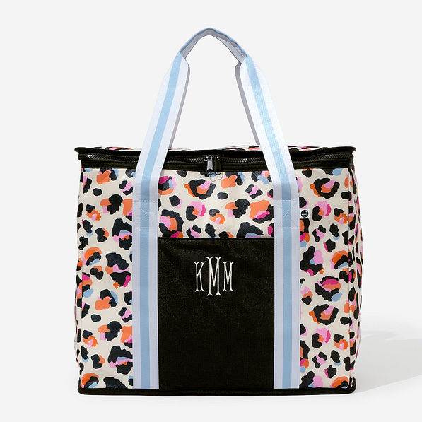 Monogrammed Reusable Insulated Bag in Sunset Leopard