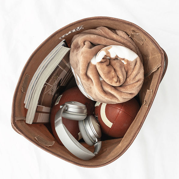waxed canvas storage basket inside shot