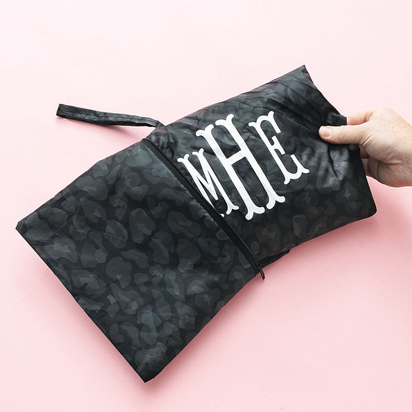 onyx leopard monogrammed poncho folded