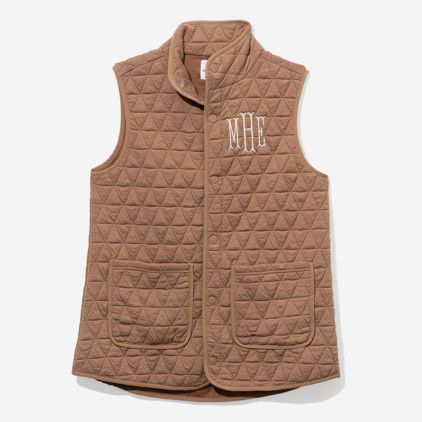 Personalized Quilted Vest in Almond