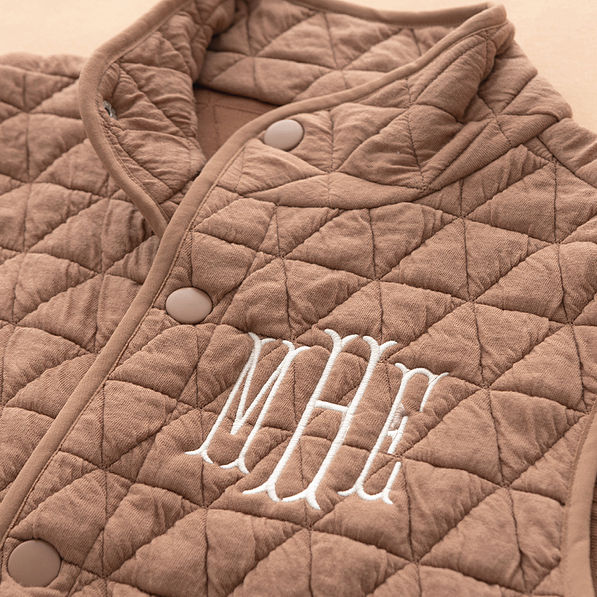 almond vest up close