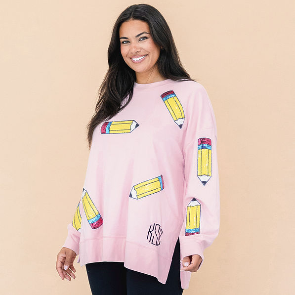 Monogrammed Sequin Teacher Sweatshirt