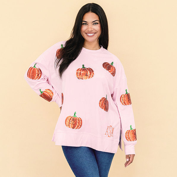 Monogrammed Sequin Fall Sweatshirt
