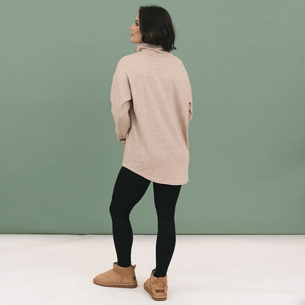 back of heathered fleece pullover