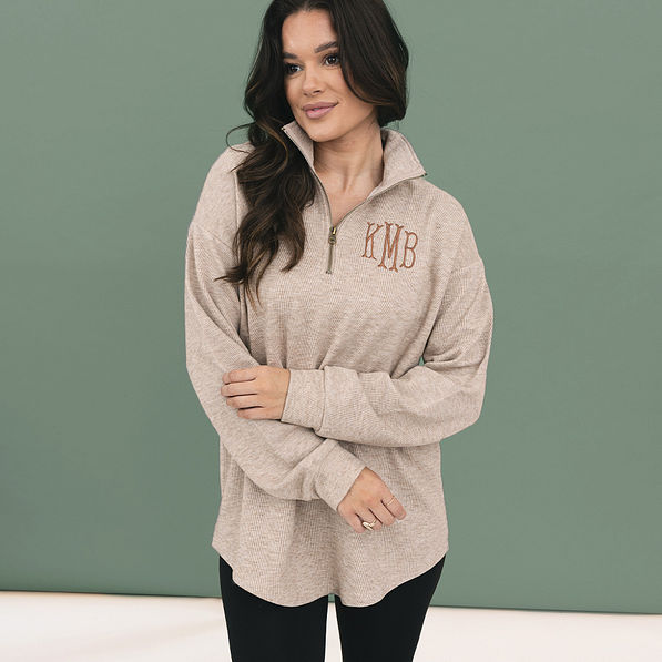 Monogrammed Heathered Fleece Pullover