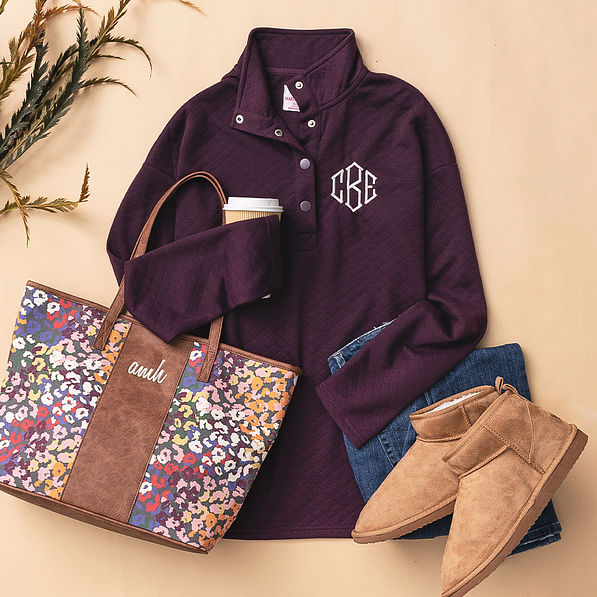 quilted pulllover in plum ootd