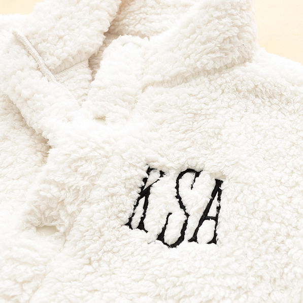 oatmeal oversized sherpa vest up close