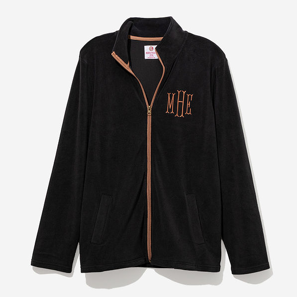 Monogrammed Fleece Jacket in Black
