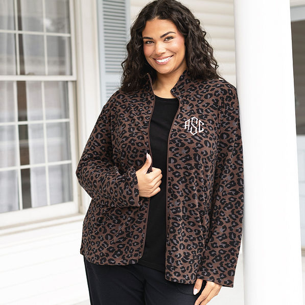 sable cheetah fleece jacket on julia ann
