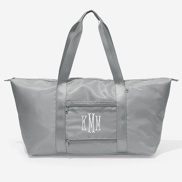 Monogrammed Carry On Weekender in Mushroom with white monogram
