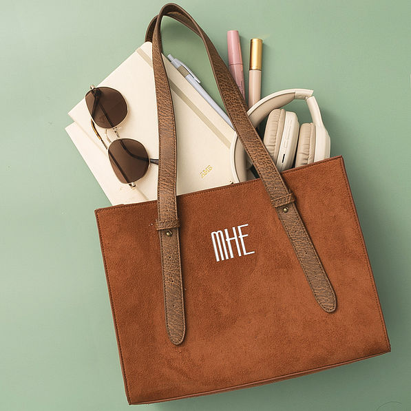 brown monogrammed suede purse new