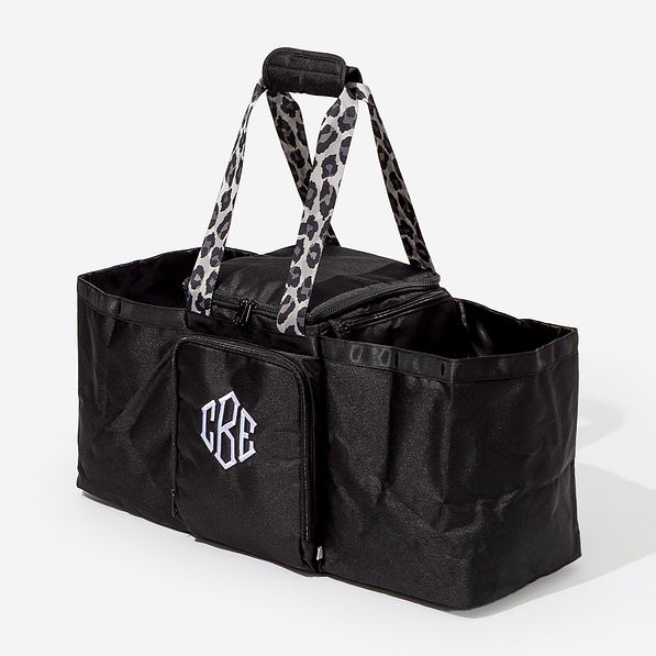 monogrammed extra large cooler tote in black