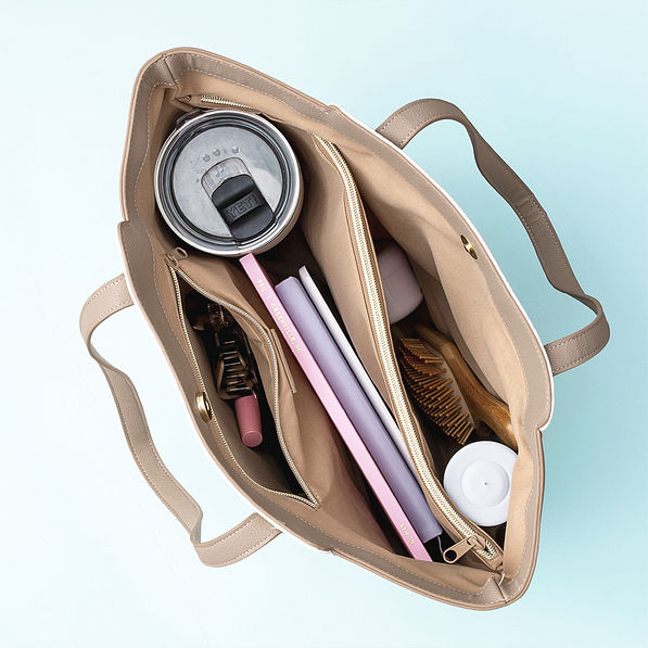 colorblock tote bag inside shot