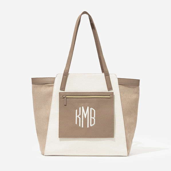 Monogrammed Colorblock Tote Bag
