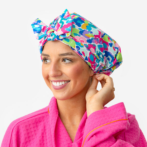 Reusable Shower Cap in Watercolor Cheetah