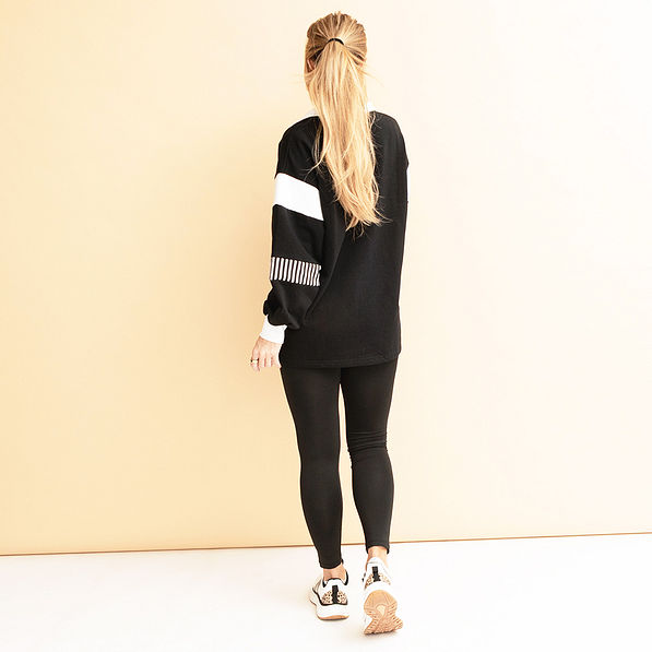 black collared pullover back view