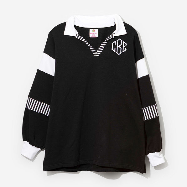 Monogrammed Collared Pullover in Black