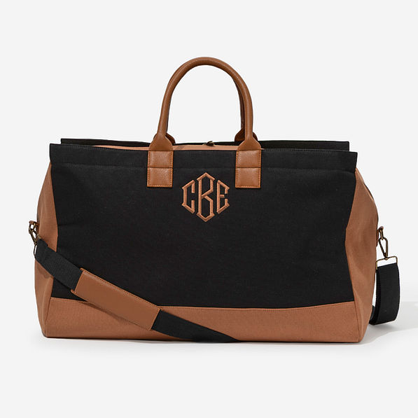 monogrammed upscale weekender in black