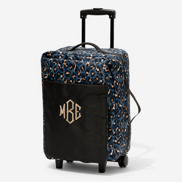 Monogrammed Rolling Duffel Bag in Sapphire Leopard