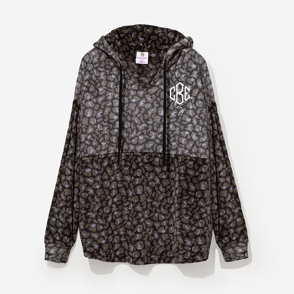 monogrammed softspun pullover in onyx leopard