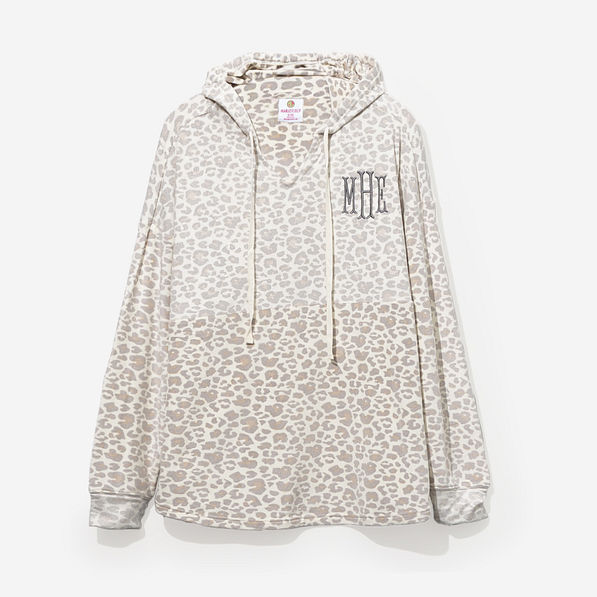 monogrammed softspun pullover in snow leopard
