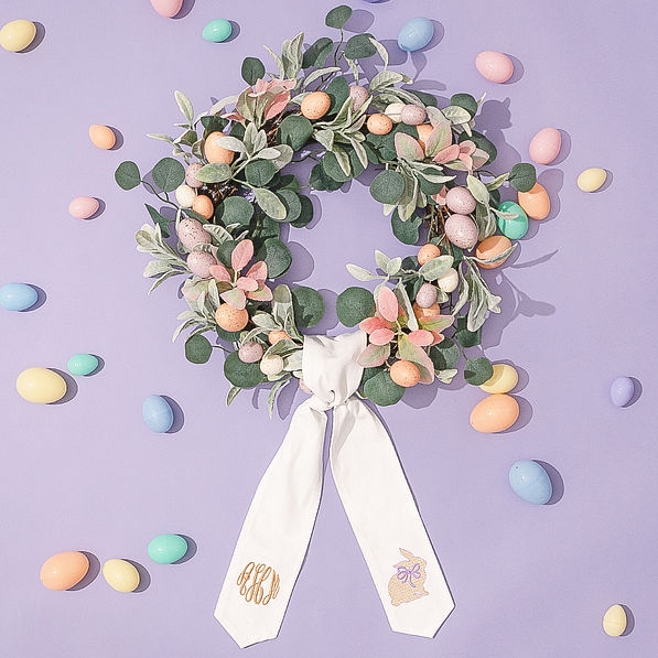 bunny monogrammed wreath sash