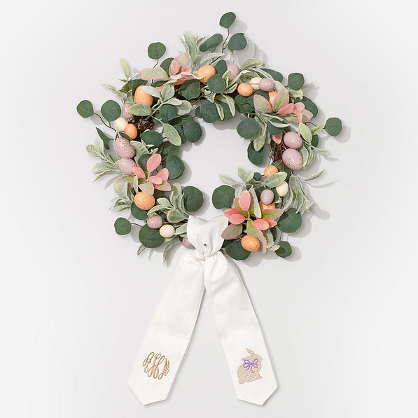 personalized easter wreath sash in bunny
