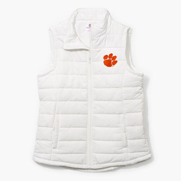 Clemson Tigers Puffer Vest in White