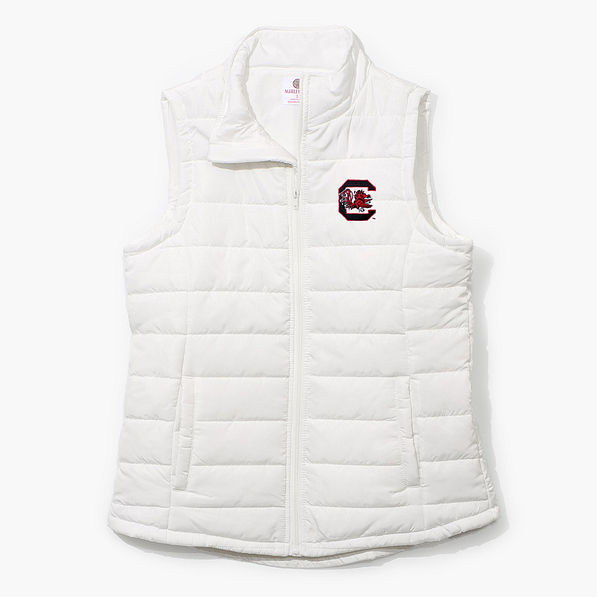 South Carolina Gamecocks Puffer Vest in White