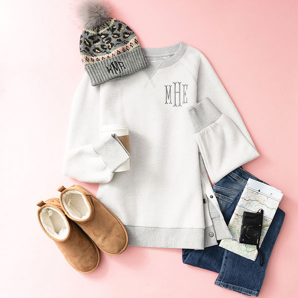 fleece sweatshirt flatlay