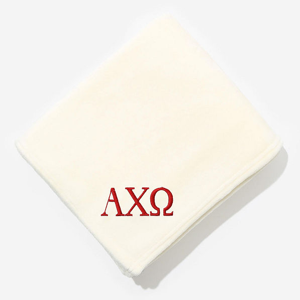Alpha Chi Omega Plush Blanket in Ivory