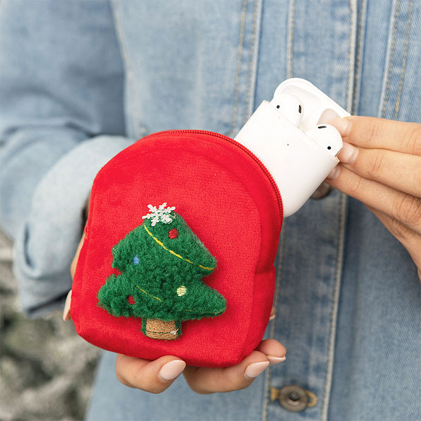 christmas tree holiday bag charm with airpods