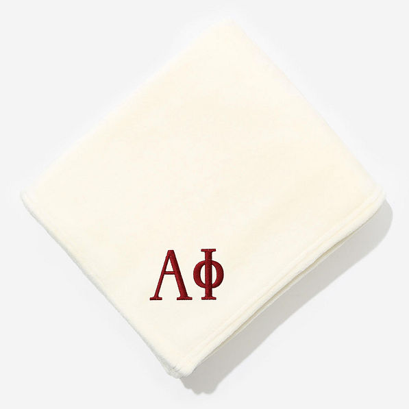 Alpha Phi Plush Blanket in Ivory