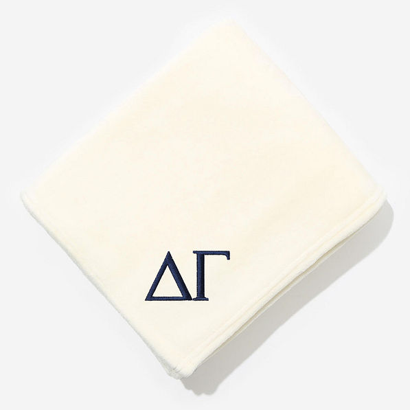 Delta Gamma Plush Blanket in Ivory