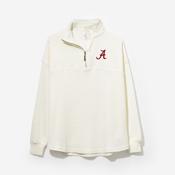 alabama crimson tide waffle knit pullover in ivory