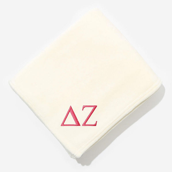 Delta Zeta Plush Blanket in Ivory