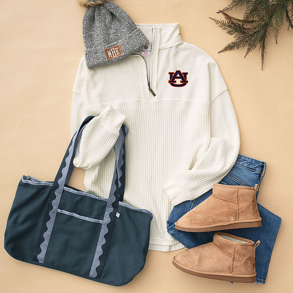 auburn waffle knit pullover flatlay