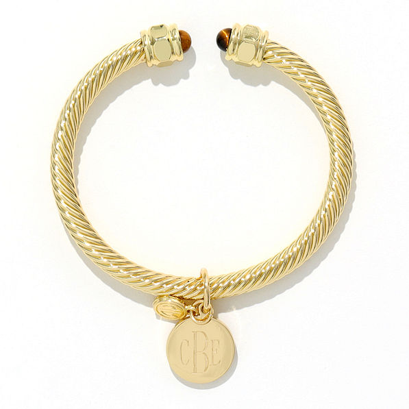 gold engraved cable bracelet