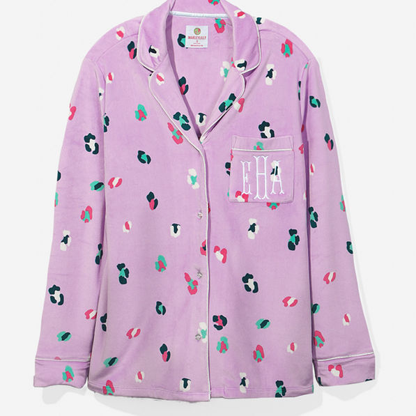 Pastel Leopard Monogrammed Pajama Top
