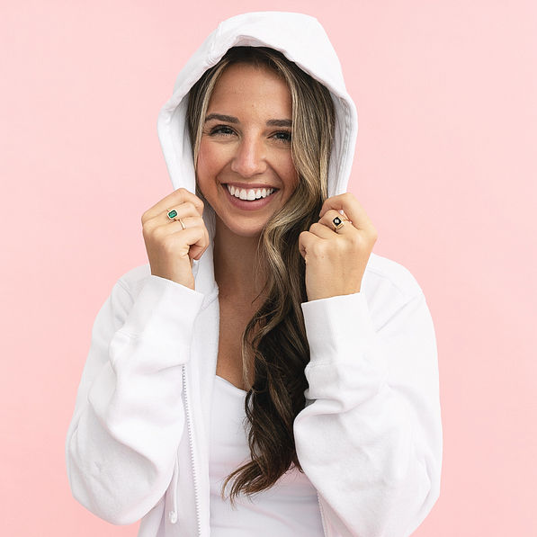 close up of white hood on sweatshirt jacket