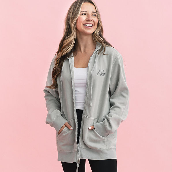 Monogrammed Hooded Sweatshirt Jacket