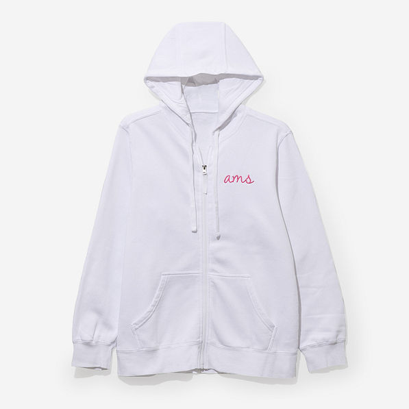 monogrammed hooded sweatshirt jacket in navy