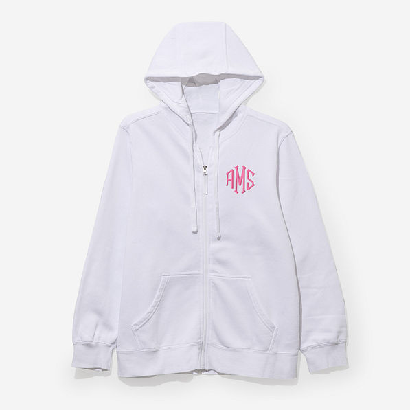 monogrammed hooded sweatshirt jacket in navy