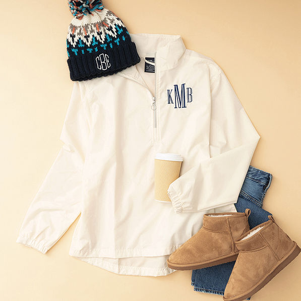 ivory windbreaker pullover flatlay