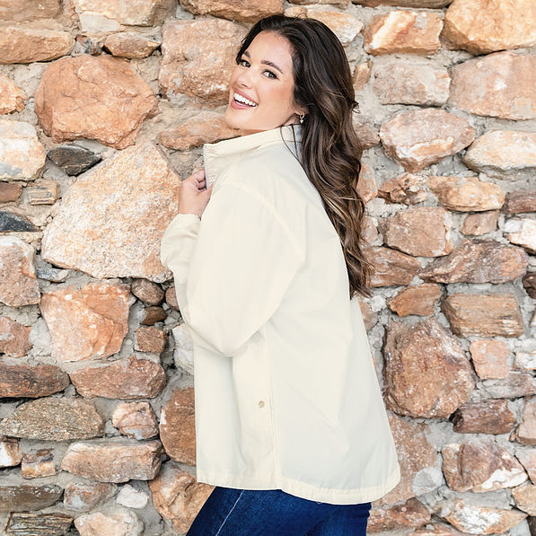 windbreaker pullover on peyton side view