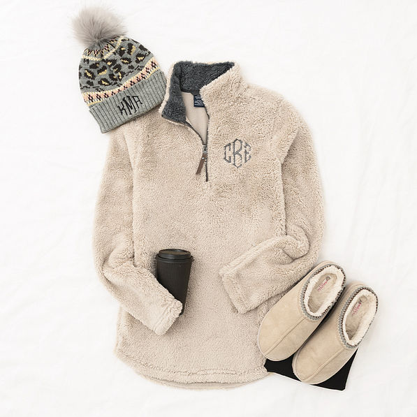 fuzzy sherpa pullover flatlay