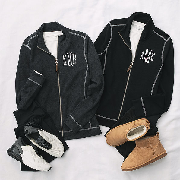 lightweight jacket in heathered charcoal and black flatlay