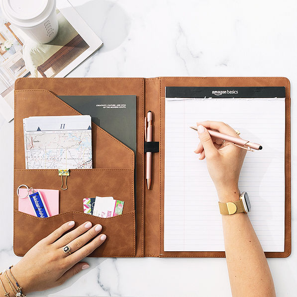 inside of personalized portfolio with work supplies